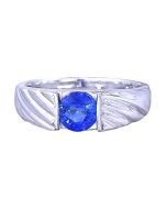 Blue Sapphire Solitaire Ring 10K White Gold (1ct tw) By:rainbowsapphirejewelers.com