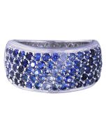 5 Row Graduating Blue Sapphire Ombre Ring 925 Sterling Silver Ring (3.5ct tw) By:rainbowsapphirejewelers.com