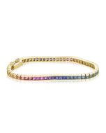 Rainbow Sapphire Tennis Bracelet 18K Yellow Gold (12ct tw) By:rainbowsapphirejewelers.com