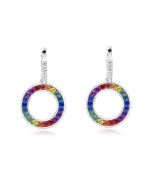 Rainbow Sapphire & Diamond Huggie Earrings 14K White Gold (2.5ct tw) By:rainbowsapphirejewelers.com