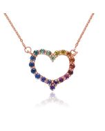 Rainbow Sapphire Necklace Heart Design 18K White Gold (2ct tw) By:rainbowsapphirejewelers.com