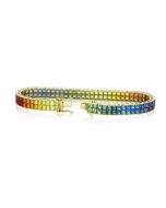 Rainbow Sapphire Double Row Invisible Set Tennis Bracelet solid gold (20ct tw) By:rainbowsapphirejewelers.com
