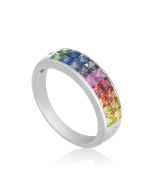 Rainbow Sapphire & Diamond Invisible Set Ring 18K White Gold (2.02ct tw) By:rainbowsapphirejewelers.com