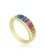 Rainbow Sapphire & Diamond Invisible Set Ring 18K Yellow Gold (2.02ct tw) By:rainbowsapphirejewelers.com