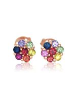 Rainbow Sapphire Earrings Flower Cluster 18K Rose Gold (2ct tw) By:rainbowsapphirejewelers.com