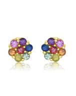 Rainbow Sapphire Earrings Flower Cluster 18K Solid Gold (2ct tw) By:rainbowsapphirejewelers.com