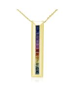 Rainbow Sapphire Line Pendant 18K Yellow Gold (2ct tw) By:rainbowsapphirejewelers.com