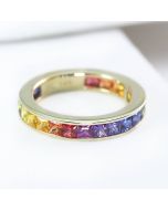 Rainbow Sapphire Eternity Ring 18K Yellow Gold (5ct tw)