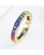 Rainbow Sapphire Eternity Ring 14K Yellow Gold (3ct tw) By:rainbowsapphirejewelers.com