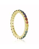 Rainbow Sapphire Pave Set Eternity Ring 14K Yellow Gold (3ct tw) By:rainbowsapphirejewelers.com