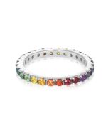 Rainbow Sapphire Pave Set Eternity Ring 18K White Gold (3ct tw) By:rainbowsapphirejewelers.com