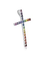Rainbow Sapphire Religious Crucifix Pendant 14K White Gold (3ct tw) By:rainbowsapphirejewelers.com