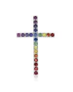 Rainbow Sapphire Religious Crucifix Pendant 925 Sterling Silver By Rainbowsapphirejewelers.com