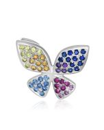 Rainbow Sapphire Stylish Butterfly Pendant 925 Sterling Silver(1.15ct tw) By:rainbowsapphirejewelers.com