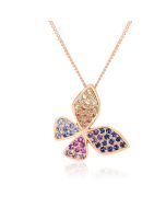 Rainbow Sapphire Stylish Butterfly Pendant 14K Yellow Gold (1.15ct tw) By:rainbowsapphirejewelers.com