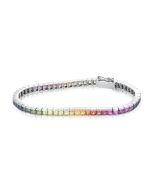 Rainbow Sapphire Tennis Bracelet 14K White Gold (12ct tw) By:rainbowsapphirejewelers.com