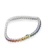 Rainbow Sapphire Bezel Set Tennis Bracelet in solid gold (14ct tw) By:rainbowsapphirejewelers.com