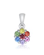 Rainbow Sapphire Flower Cluster Pendant 18K White Gold (1ct tw) By:rainbowsapphirejewelers.com