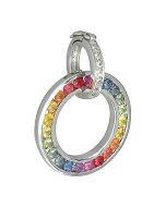 Rainbow Sapphire & Diamond Round Pendant 925 Sterling Silver (1.57ct tw) By:rainbowsapphirejewelers.com
