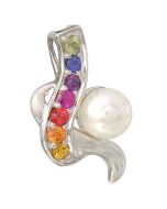 Rainbow Sapphire & Pearl Classic Pendant 925 Sterling Silver (1/4ct tw) By:rainbowsapphirejewelers.com