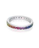 Rainbow Sapphire Eternity Ring 925 Sterling Silver (3ct tw) by Rainbowsapphirejewelers.com
