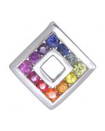 Rainbow Sapphire Small Square Pendant 925 Sterling Silver (3/4ct tw) By:rainbowsapphirejewelers.com