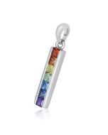 Rainbow Sapphire Long Bar Pendant 14K White Gold (1.3ct tw) By:rainbowsapphirejewelers.com
