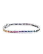 Rainbow Sapphire Tennis Bracelet 18K White Gold (12ct tw) By:rainbowsapphirejewelers.com
