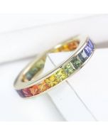 Rainbow Sapphire Eternity Ring 18K Yellow Gold (3ct tw) By:rainbowsapphirejewelers.com