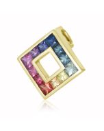 Rainbow Sapphire Small Square Pendant 14K Yellow Gold (3/4ct tw) By:rainbowsapphirejewelers.com
