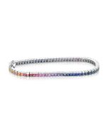 Rainbow Sapphire Tennis Bracelet 18K White Gold (8ct tw) By:rainbowsapphirejewelers.com
