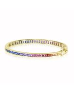 Rainbow Sapphire Eternity Oval Bangle 18K Yellow Gold (8ct tw) By:rainbowsapphirejewelers.com