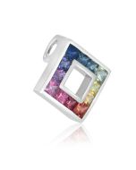 Rainbow Sapphire Small Square Pendant 18K White Gold (3/4ct tw) By:rainbowsapphirejewelers.com