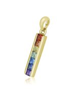 Rainbow Sapphire Long Bar Pendant 14K Yellow Gold (1.3ct tw) By:rainbowsapphirejewelers.com