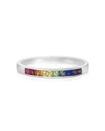 Rainbow Sapphire Half Eternity Band Ring 18K White Gold (3/4ct tw) By:rainbowsapphirejewelers.com