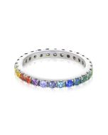 Rainbow Sapphire Pave Set Eternity Ring 925 Sterling Silver (3ct tw) By:rainbowsapphirejewelers.com
