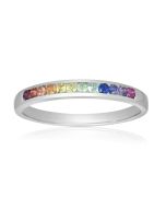 Rainbow Sapphire Half Eternity Band Ring 925 Sterling Silver (1/3ct tw) By:rainbowsapphirejewelers.com