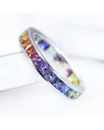 Rainbow Sapphire Eternity Ring 18K White Gold (3ct tw) By:rainbowsapphirejewelers.com