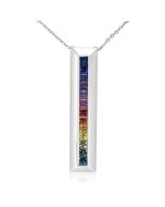 Rainbow Sapphire Line Pendant 14K White Gold (2ct tw) By:rainbowsapphirejewelers.com