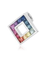 Rainbow Sapphire Small Square Pendant 14K White Gold (3/4ct tw) By:rainbowsapphirejewelers.com