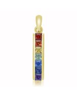 Rainbow Sapphire Long Bar Pendant 18K Yellow Gold (1.3ct tw) By:rainbowsapphirejewelers.com