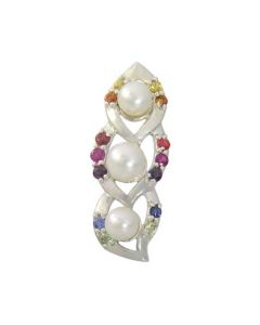 Rainbow Sapphire & Pearl Antique Style Pendant 925 Silver (1/2ct tw) By:rainbowsapphirejewelers.com