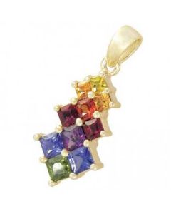 Rainbow Sapphire Princess Cut Journey Pendant 18K Yellow Gold (1.15ct tw) By:rainbowsapphirejewelers.com