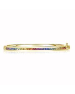 Sapphire 2.0mm Bracelet Essential Light Comfort Deco Rainbow Bracelet 14K 18K Gold Bangle