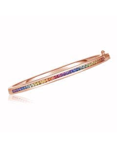 Rainbow Tennis Bracelet Sapphire 2.0mm Stack Comfore Stationery Deco Multicolor Fashion in 14K 18K Pink Gold