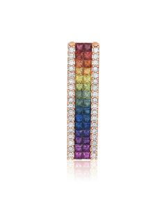Asgardian Rainbow Pendant 14K 18K Rose Gold Diamond and Sapphire Fantasy Fandom Necklace Modern Elven Jewelry