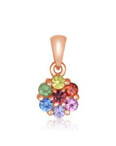 14K 18K Rose Gold Sapphire Flower Small Minimal Glam Pendant Simple Design Solid Gold Charm
