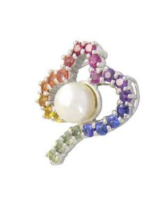 Rainbow Sapphire & Pearl Heart Shape Pendant 925 Sterling Silver (3/4ct tw) By:rainbowsapphirejewelers.com