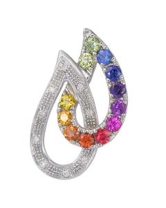 Rainbow Sapphire & Diamond Teardrop Pendant 14K White Gold (0.92ctw) By:rainbowsapphirejewelers.com
