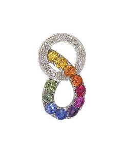 Rainbow Sapphire & Diamond Round Friendship Pendant 14K White Gold (1.28ctw) By:rainbowsapphirejewelers.com